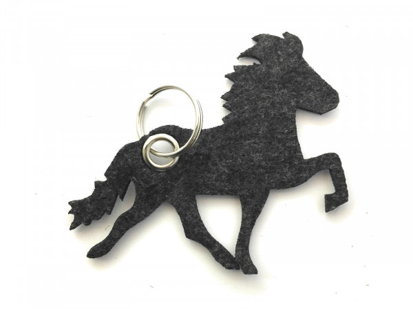 Island -Pferd / Reiten - Filz-Schlüsselanhänger - Farbe: schwarz meliert - optional mit Gravur / Auf