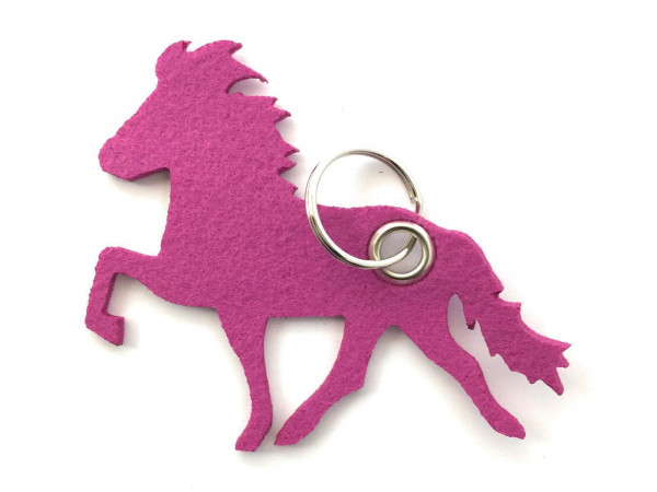 Island -Pferd / Reiten - Filz-Schlüsselanhänger - Farbe: magenta - optional mit Gravur / Aufdruck