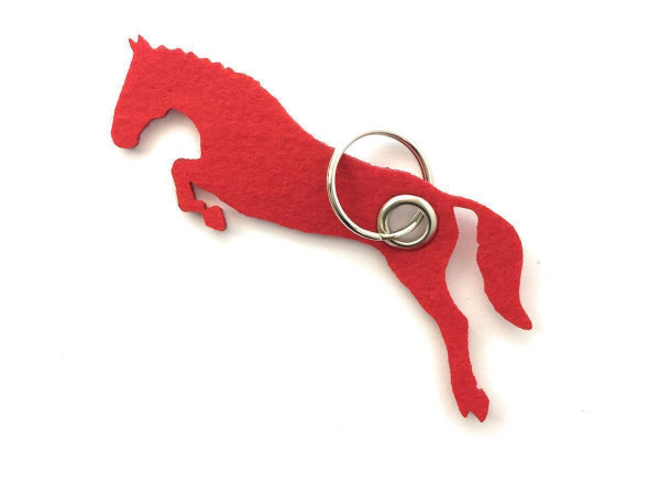 Spring - Pferd - Filz-Schlüsselanhänger - Farbe: rot - optional mit Gravur / Aufdruck