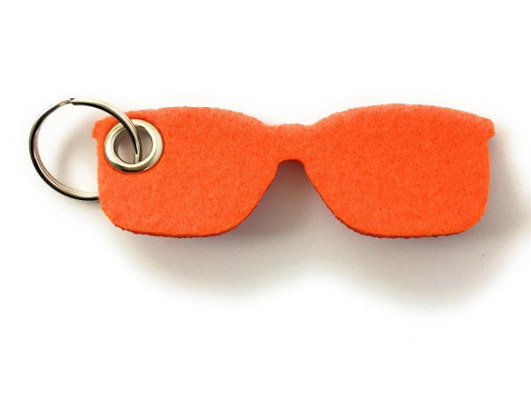 Brille - Filz-Schlüsselanhänger - Farbe: orange - optional mit Gravur / Aufdruck