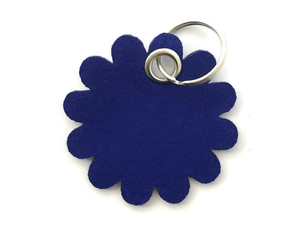 Blume - Rund - Filz-Schlüsselanhänger - Farbe: royalblau - optional mit Gravur / Aufdruck
