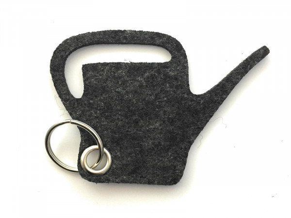 Giess-Kanne - Filz-Schlüsselanhänger - Farbe: schwarz meliert - optional mit Gravur / Aufdruck