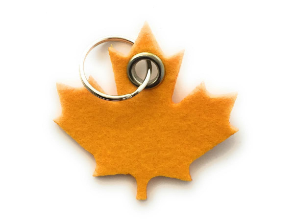 Ahorn-Blatt / Kanada - Filz-Schlüsselanhänger - Farbe: gelb - optional mit Gravur / Aufdruck
