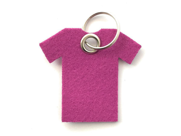 T-Shirt - Filz-Schlüsselanhänger - Farbe: magenta - optional mit Gravur / Aufdruck