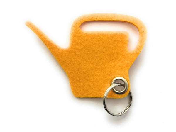Giess-Kanne - Filz-Schlüsselanhänger - Farbe: gelb - optional mit Gravur / Aufdruck