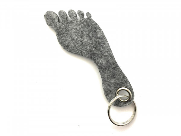 Fuß / Sohle - Filz-Schlüsselanhänger - Farbe: grau meliert - optional mit Gravur / Aufdruck
