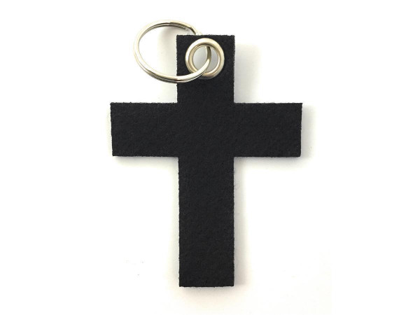 Kreuz groß - Filz-Schlüsselanhänger - Farbe: schwarz - optional mit Gravur / Aufdruck
