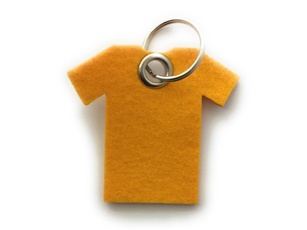 T-Shirt - Filz-Schlüsselanhänger - Farbe: gelb - optional mit Gravur / Aufdruck