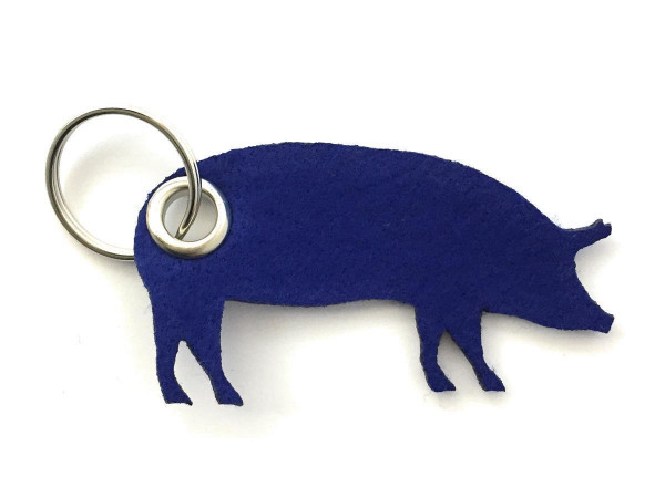 Schwein / Hausschwein - Filz-Schlüsselanhänger - Farbe: royalblau - optional mit Gravur / Aufdruck