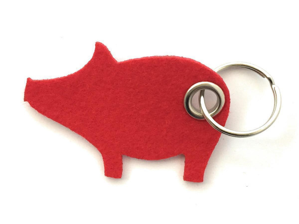Glücks-Schwein - Filz-Schlüsselanhänger - Farbe: rot - optional mit Gravur / Aufdruck