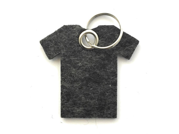 T-Shirt - Filz-Schlüsselanhänger - Farbe: schwarz meliert - optional mit Gravur / Aufdruck
