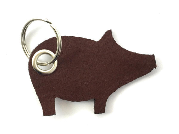 Glücks-Schwein - Filz-Schlüsselanhänger - Farbe: braun - optional mit Gravur / Aufdruck