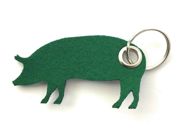 Schwein / Hausschwein - Filz-Schlüsselanhänger - Farbe: waldgrün - optional mit Gravur / Aufdruck