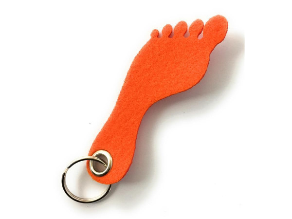 Fuß / Sohle - Filz-Schlüsselanhänger - Farbe: orange - optional mit Gravur / Aufdruck
