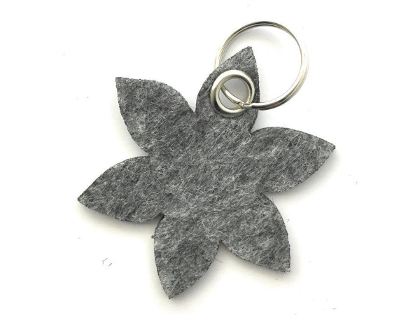 Blume - Spitz - Filz-Schlüsselanhänger - Farbe: grau meliert - optional mit Gravur / Aufdruck