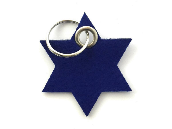Stern / 6eckig - Filz-Schlüsselanhänger - Farbe: royalblau - optional mit Gravur / Aufdruck