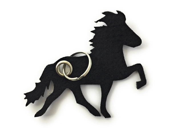 Island -Pferd / Reiten - Filz-Schlüsselanhänger - Farbe: schwarz - optional mit Gravur / Aufdruck