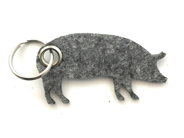 Schwein / Hausschwein - Filz-Schlüsselanhänger - Farbe: grau meliert - optional mit Gravur / Aufdruc