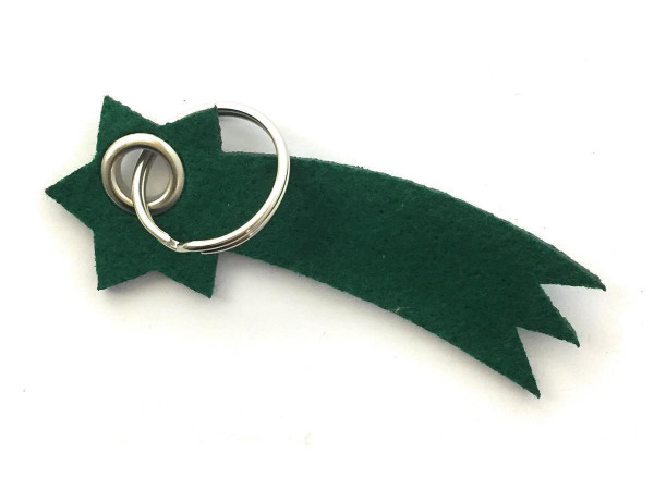 Sternschnuppe - Filz-Schlüsselanhänger - Farbe: waldgrün - optional mit Gravur / Aufdruck
