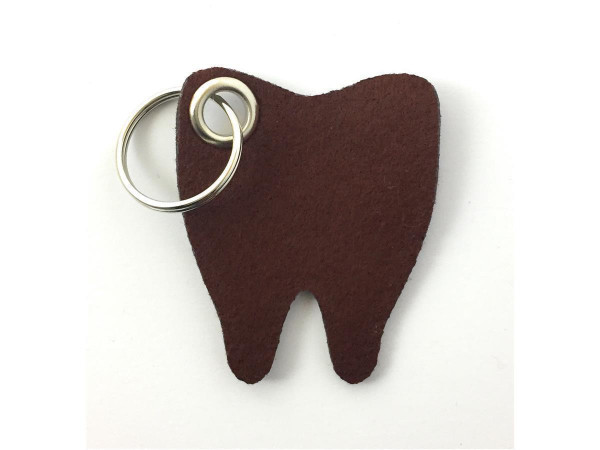 Backen - Zahn - Filz-Schlüsselanhänger - Farbe: braun - optional mit Gravur / Aufdruck