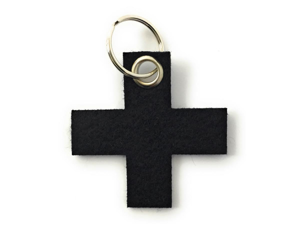 Kreuz, klein / X - Filz-Schlüsselanhänger - Farbe: schwarz - optional mit Gravur / Aufdruck