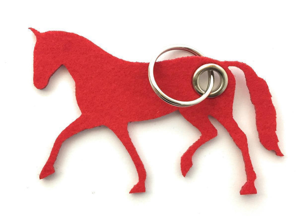 Pferd / Dressur / Reiten /laufend - Filz-Schlüsselanhänger - Farbe: rot - optional mit Gravur / Aufd