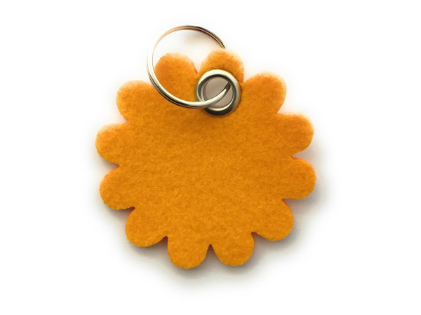 Blume - Rund - Filz-Schlüsselanhänger - Farbe: gelb - optional mit Gravur / Aufdruck