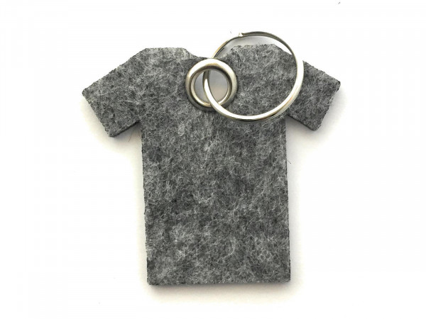 T-Shirt - Filz-Schlüsselanhänger - Farbe: grau meliert - optional mit Gravur / Aufdruck