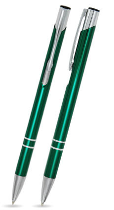 LIBO SLIM in Dunkel-Grün - Kugelschreiber aus Metall mit gratis Gravur