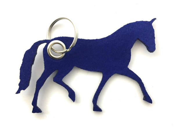 Pferd / Dressur / Reiten /laufend - Filz-Schlüsselanhänger - Farbe: royalblau - optional mit Gravur