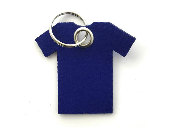 T-Shirt - Filz-Schlüsselanhänger - Farbe: royalblau - optional mit Gravur / Aufdruck