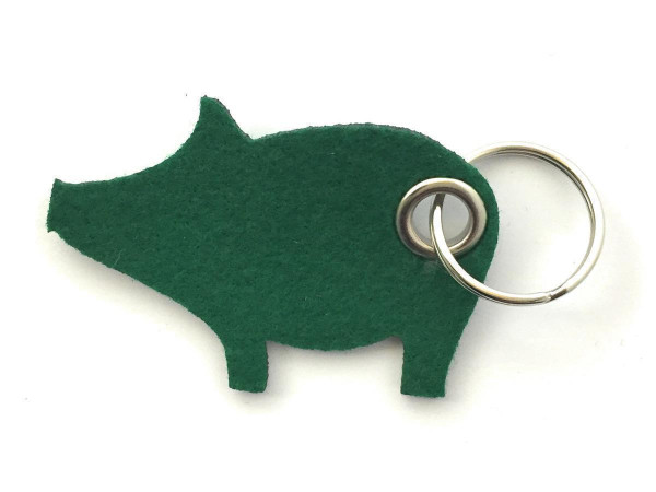 Glücks-Schwein - Filz-Schlüsselanhänger - Farbe: waldgrün - optional mit Gravur / Aufdruck