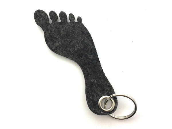 Fuß / Sohle - Filz-Schlüsselanhänger - Farbe: schwarz meliert - optional mit Gravur / Aufdruck