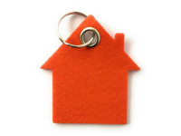 Haus - Filz-Schlüsselanhänger - Farbe: orange - optional mit Gravur / Aufdruck Neutral