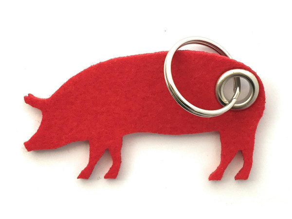 Schwein / Hausschwein - Filz-Schlüsselanhänger - Farbe: rot - optional mit Gravur / Aufdruck