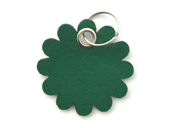 Blume - Rund - Filz-Schlüsselanhänger - Farbe: waldgrün - optional mit Gravur / Aufdruck