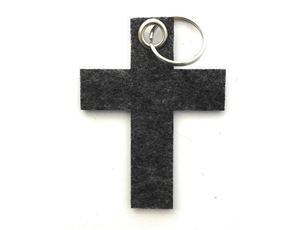 Kreuz groß - Filz-Schlüsselanhänger - Farbe: schwarz meliert - optional mit Gravur / Aufdruck