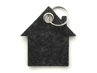 Haus - Filz-Schlüsselanhänger - Farbe: schwarz meliert - optional mit Gravur / Aufdruck Neutral