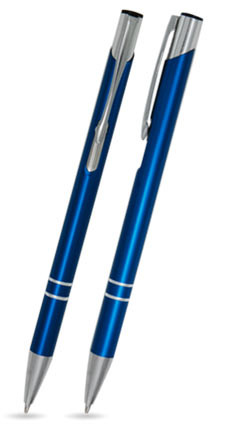 LIBO SLIM in Blau - Kugelschreiber aus Metall mit gratis Gravur