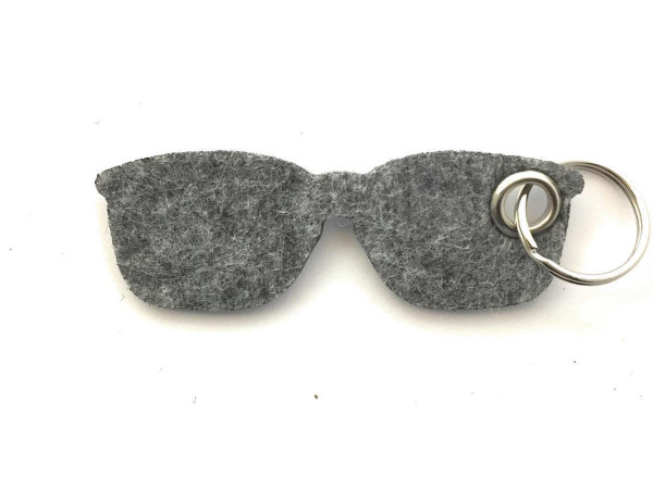 Brille - Filz-Schlüsselanhänger - Farbe: grau meliert - optional mit Gravur / Aufdruck