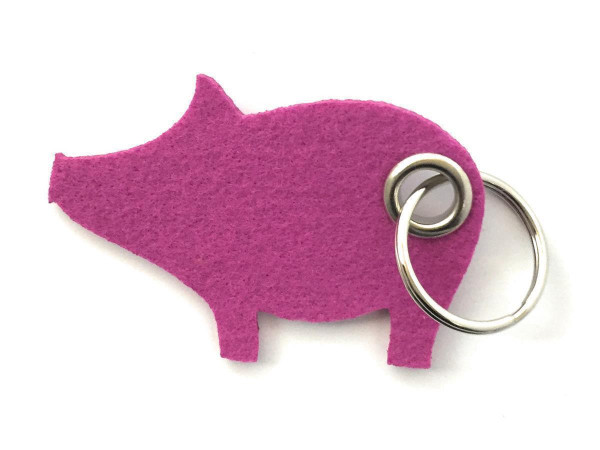 Glücks-Schwein - Filz-Schlüsselanhänger - Farbe: magenta - optional mit Gravur / Aufdruck