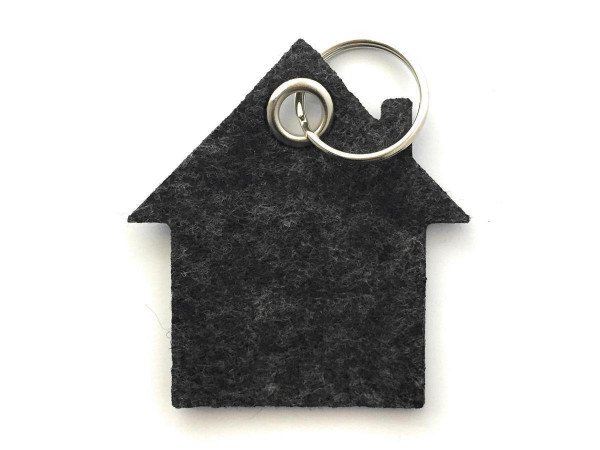 Haus - Filz-Schlüsselanhänger - Farbe: schwarz meliert - optional mit Gravur / Aufdruck