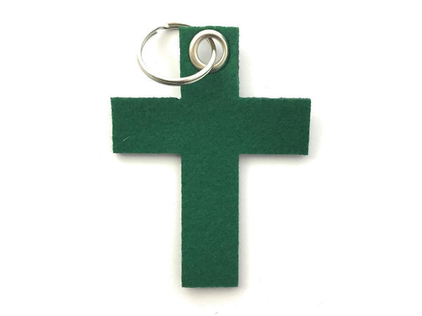 Kreuz groß - Filz-Schlüsselanhänger - Farbe: waldgrün - optional mit Gravur / Aufdruck