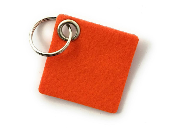 Viereck - Filz-Schlüsselanhänger - Farbe: orange - optional mit Gravur / Aufdruck