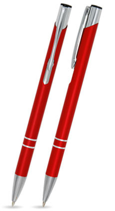 LIBO SLIM in Rot - Kugelschreiber aus Metall mit gratis Gravur