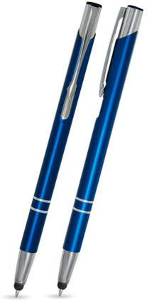 Ausverkauft - LIBO SLIM TOUCH in Blau - Kugelschreiber aus Metall mit gratis Gravur