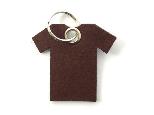 T-Shirt - Filz-Schlüsselanhänger - Farbe: braun - optional mit Gravur / Aufdruck