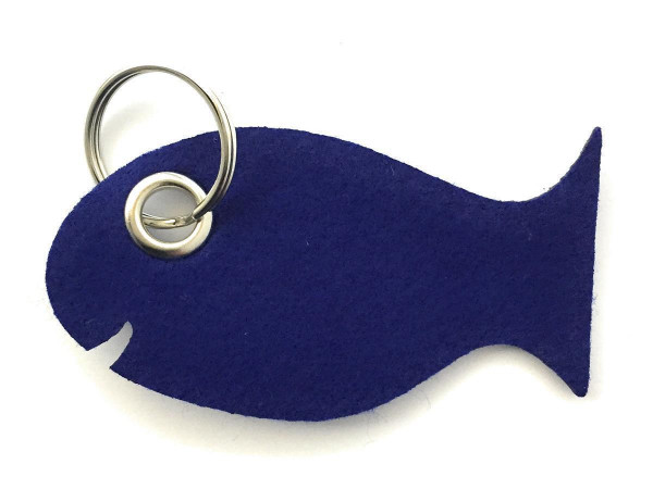 Fisch / Tier - Filz-Schlüsselanhänger - Farbe: royalblau - optional mit Gravur / Aufdruck
