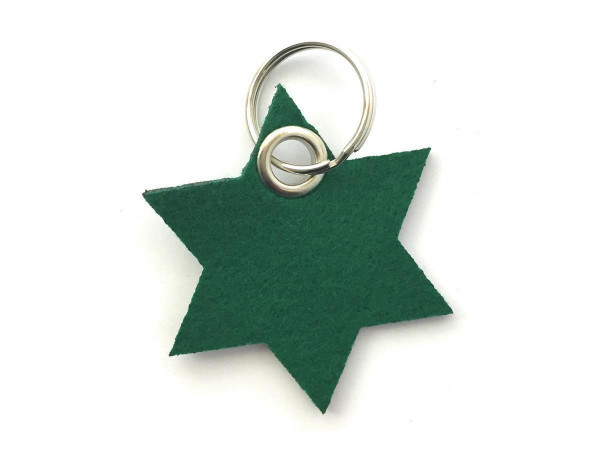 Stern / 6eckig - Filz-Schlüsselanhänger - Farbe: waldgrün - optional mit Gravur / Aufdruck