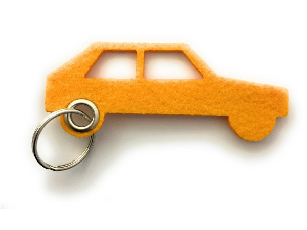 Auto - retro - Filz-Schlüsselanhänger - Farbe: gelb - optional mit Gravur / Aufdruck